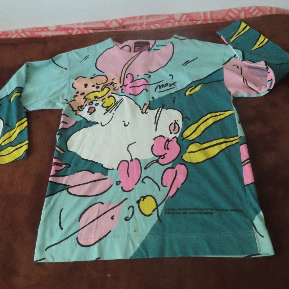 Vintage Peter Max Neo Double-Sided 3/4 Sleeve Shirt 1987 NeoMax Women's Size S